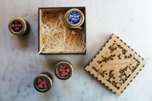 4 x 32ml Jams in square laser engraved box/lid